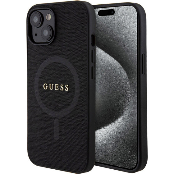 Guess - Saffiano Magsafe - Iphone 15 - Black - (GUHMP15SPSAHMCK)