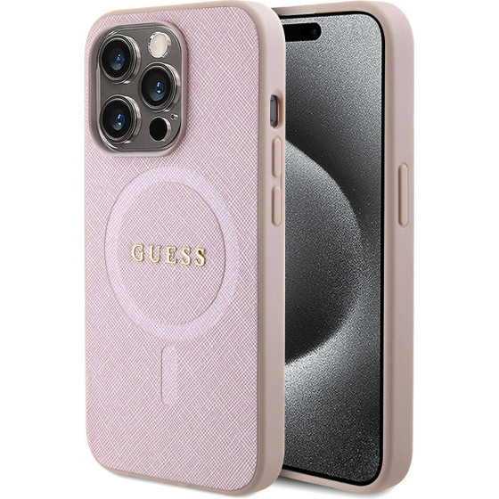Guess - Saffiano Magsafe - Iphone 15 Pro Max - Pink - (GUHMP15XPSAHMCP)