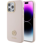 Guess - Silicone Logo Strass 4G - Iphone 15 Pro Max - Light Pink - (GUHCP15XM4DGPP)