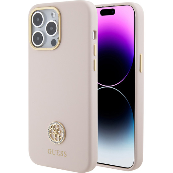 Guess - Silicone Logo Strass 4G - Iphone 15 Pro Max - Light Pink - (GUHCP15XM4DGPP)