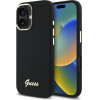 Guess - Silicone Script Metal Logo & Frame - Iphone 16 Plus - Black - (GUHCP16MSMBSLK)