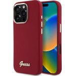 Guess - Silicone Script Metal Logo - Iphone 16 Pro - Red - (GUHCP16LSMBSLM)