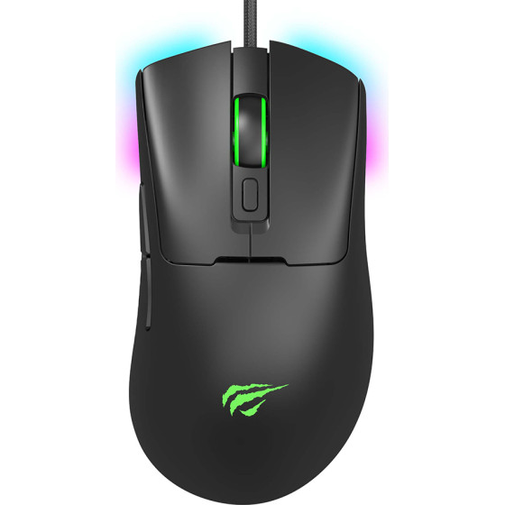 Havit - Wired Gaming Mouse (MS966) - With Rgb Lights, 800/1600/3200/6400/8000/12000 DPI, 1.6m, 5V - Black