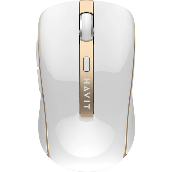 Havit - Wireless Mouse (MS951GT) - 2.4GHz, 1000/1200/1600 DPI, Aa Battery - White / Golden