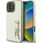 Karl Lagerfeld - Hardcase Leather - Iphone 16 Pro Max - Gold Metal Signature - (KLHCP16XPFMFBKMD)