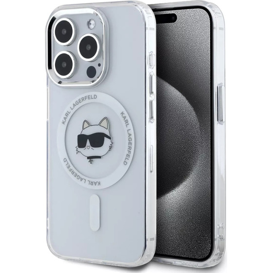 Karl Lagerfeld - Iml Magsafe - Iphone 15 Pro - White Metal Choupette`s Head - (KLHMP15LHLSCHH)