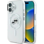 Karl Lagerfeld - Iml Magsafe - Iphone 16 Plus - White Metal Karl&Choupette Head - (KLHMP16MHLSKCH)