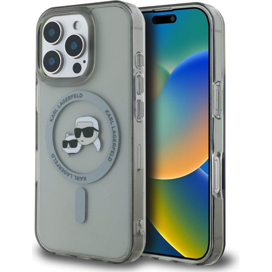 Karl Lagerfeld - Iml Magsafe - Iphone 16 Pro - Metal Karl&Choupette Head - (KLHMP16LHLSKCK)