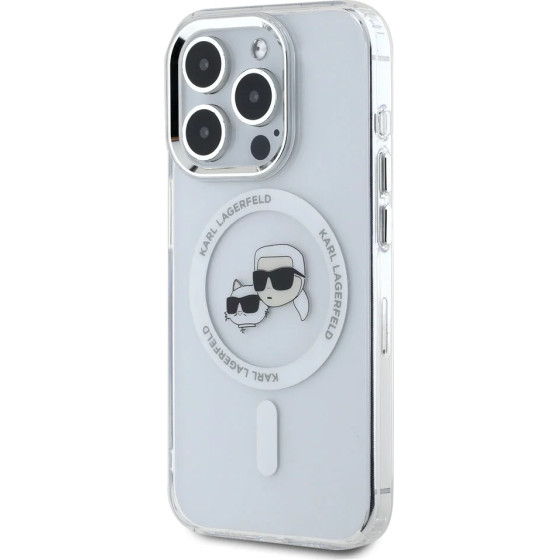 Karl Lagerfeld - Iml Magsafe - Iphone 16 Pro Max - White Metal Karl&Choupette Head - (KLHMP16XHLSKCH)