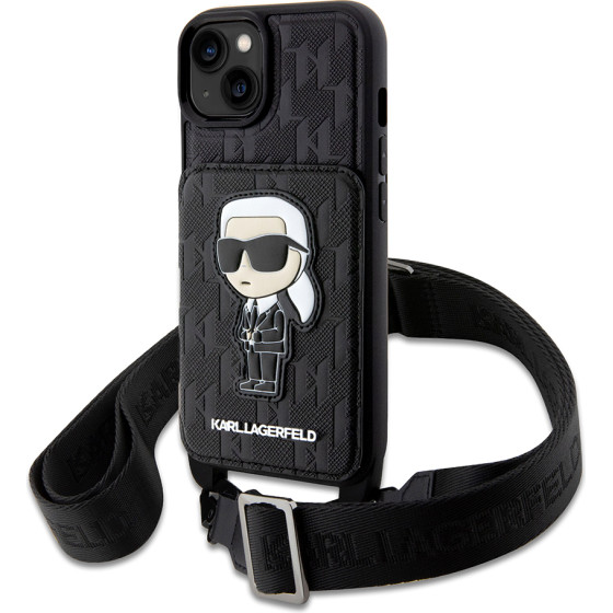 Karl Lagerfeld - Saffiano Crossbody - Iphone 14 - Monogram Ikonik - (KLHCP14SCSAKHPKK)