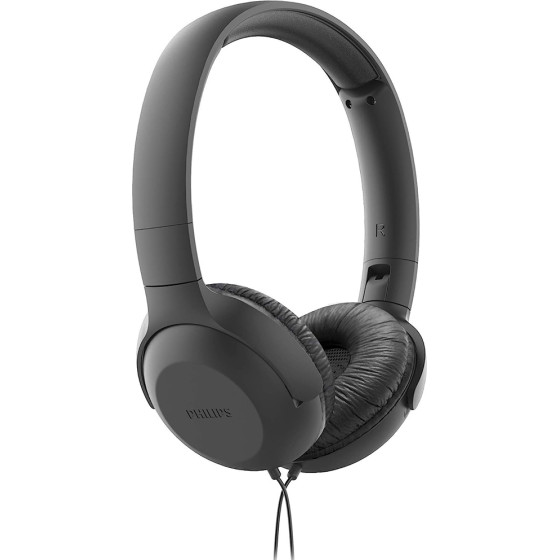 Philips - Wired Headphones - On-Ear, Jack 3.5mm, Foldable, Microphone, Volume Control, 1.2m - Black - (UH201BK/00)