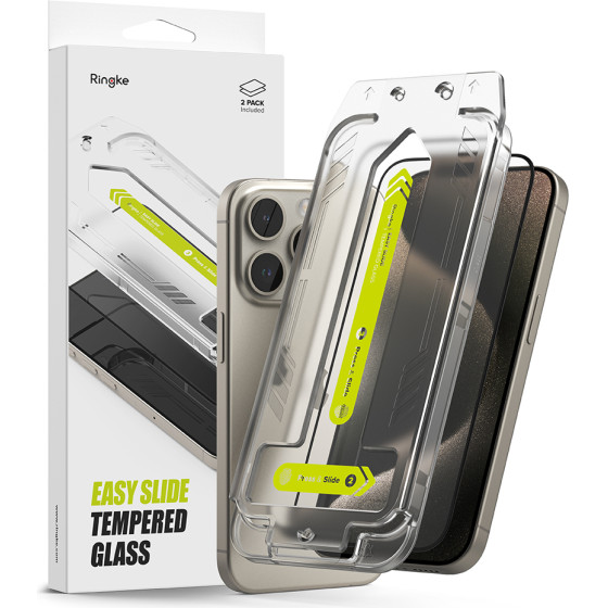 Ringke - Easy Slide Tempered Glass (2 pack) - Iphone 15 Pro Max - Clear