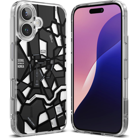 Ringke - Fusion Design - Iphone 16 Plus - Seoul Map Black