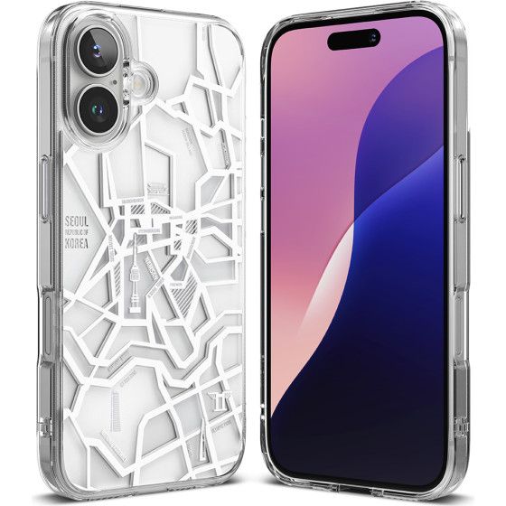 Ringke - Fusion Design - Iphone 16 Plus - Seoul Map White