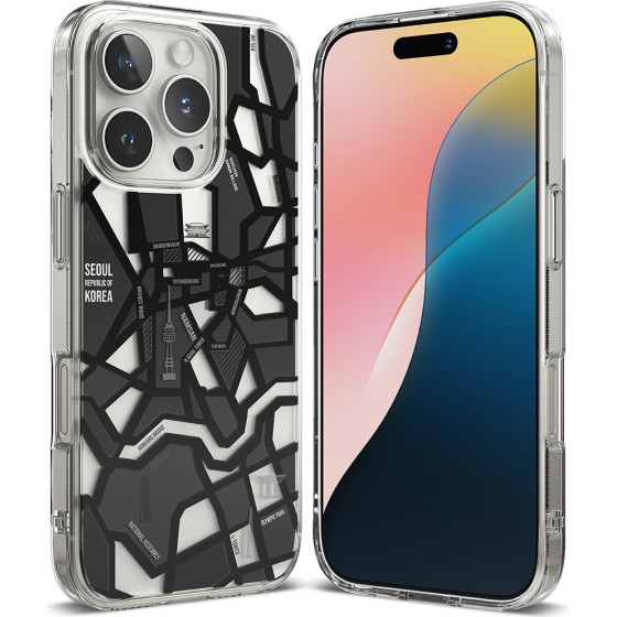 Ringke - Fusion Design - Iphone 16 Pro - Seoul Map Black