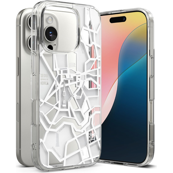 Ringke - Fusion Design - Iphone 16 Pro - Seoul Map White