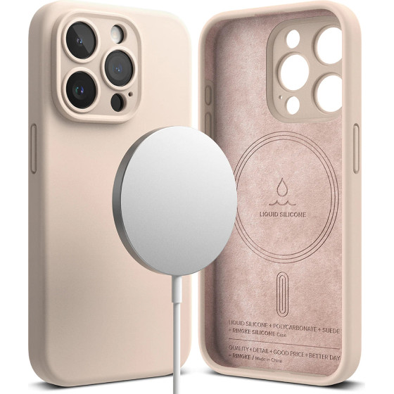 Ringke - Silicone Magnetic Magsafe - Iphone 15 Pro - Pink Sand