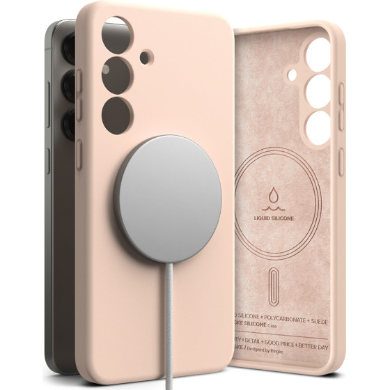 Ringke - Silicone Magnetic Magsafe - Samsung Galaxy S25 - Pink Sand