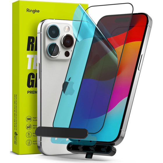 Ringke - Tempered Glass - Iphone 15 Pro - Black