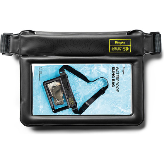 Ringke - Waterproof Sling Bag - With Strap, IPX8, 240x180mm - Black