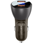 Acefast - Car Charger - 2x USB, 45W, Dual Fast Charging, With Led Digital Display - Transparent Black - (B7)