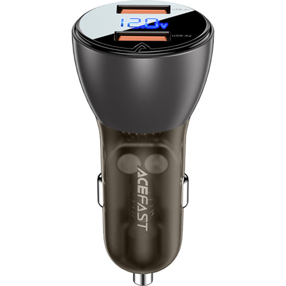 Acefast - Car Charger - 2x USB, 45W, Dual Fast Charging, With Led Digital Display - Transparent Black - (B7)