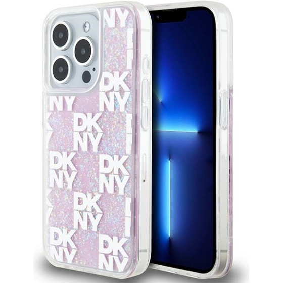 DKNY - Hardcase Liquid Glitter Multilogo - Iphone 15 Pro - Pink - (DKHCP15LLCPEPP)