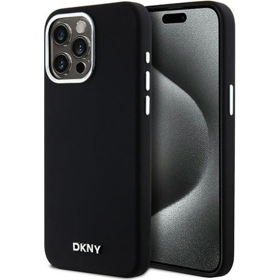 DKNY - Hardcase Liquid Silicone - Iphone 15 Pro Max Small Metal Logo Magsafe - Black - (DKHMP15XSMCHLK)