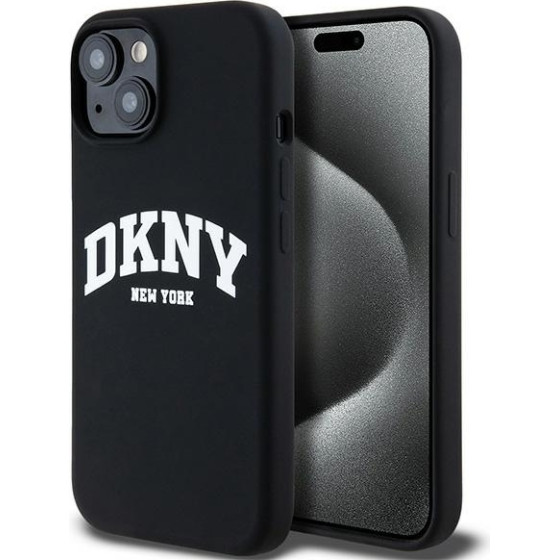 DKNY - Hardcase Liquid Silicone White Printed Logo Magsafe - Iphone 15 Plus - Black - (DKHMP15MSNYACH)