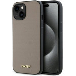 DKNY - Leather Hardcase Grained Pu Metal Logo Magsafe - Iphone 15 - Beige - (DKHMP15SPGHLME)