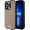 DKNY - Leather Hardcase Grained Pu Metal Logo Magsafe - Iphone 15 Pro - Beige - (DKHMP15LPGHLME)
