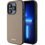 DKNY - Leather Hardcase Grained Pu Metal Logo Magsafe - Iphone 15 Pro - Beige - (DKHMP15LPGHLME)