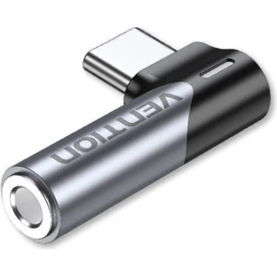 Vention - Audio Adapter - Type To Jack 3.5mm, Gaming, 90� Right Angle - Gray - (BGWH0)