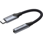 Vention - Headphone Jack Adapter - Type To Jack 3.5mm Cotton Braided, With DAC, 0.1m - Gray - (BGJHA)