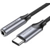 Vention - Headphone Jack Adapter - Type To Jack 3.5mm, With DAC, 1m - Gray - (BGMHF)