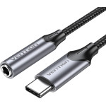 Vention - Headphone Jack Adapter - Type To Jack 3.5mm, With DAC, 1m - Gray - (BGMHF)