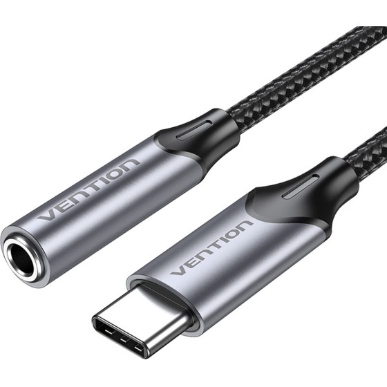 Vention - Headphone Jack Adapter - Type To Jack 3.5mm, With DAC, 1m - Gray - (BGMHF)
