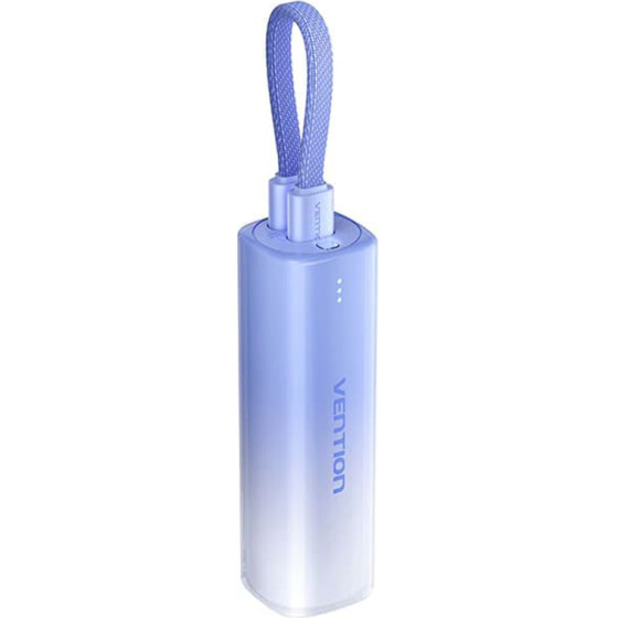 Vention - Power Bank - Type-C, Lightning, Lanyard Design, 20W, Light Indicator, Fast Charging Cable, 5000mAh - Bleu - (FHWL0)
