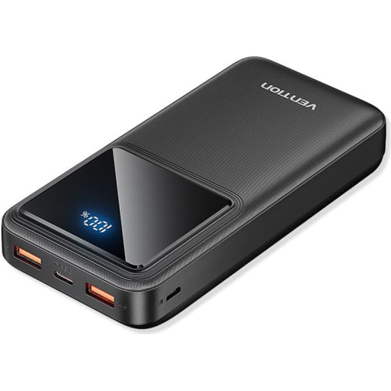 Vention - Power Bank - USB-C, 2x USB, Micro-USB, Fast Charging, Led Digital Display, PD22.5W, 20000mAh - Black - (FHLB0)