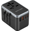 Vention - Travel Adapter - 2x USB-C, 2x USB, EU, UK, AUS, US, 65W, Gan Technology, Fast Charging - Black - (FJFB0)