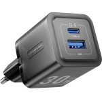 Vention - Wall Charger - Type-C, USB, PD30W, GaN, Dual Fast Charging, Low Temperature Technology, Eu Plug - Black - (FEQB0-EU)