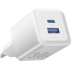 Vention - Wall Charger - Type-C, USB, PD30W, GaN, Dual Fast Charging, Low Temperature Technology, Eu Plug - White - (FEQW0-EU)