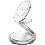 Vention - Wireless Charger - 15W, 3in1 Fast Charging, Magnetic Stand, MagSafe, 360� Rotation, Foldable - Silver - (FGEI0)