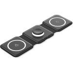 Vention - Wireless Charger - 15W, 3in1, Magsafe Charging Pad, Led Night Light, Strong Magnet, Foldable - Black - (FGGB0)