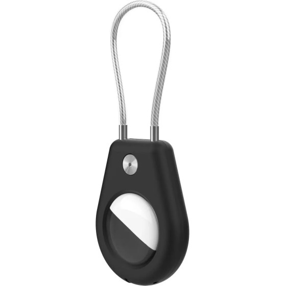 Hurtel Apple Airtag Case With Steel Cable - Black - (WAT-43-0Y1S)