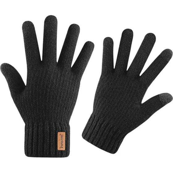 Iwarm - Gloves (ST0016) - From Alpaca Wool, Size 22cm - Black - (ST0016;BLACK)