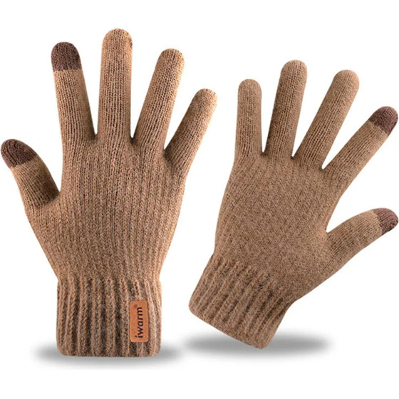 Iwarm - Gloves (ST0016) - From Alpaca Wool, Size 22cm - Coffee - (ST0016;COFFEE)