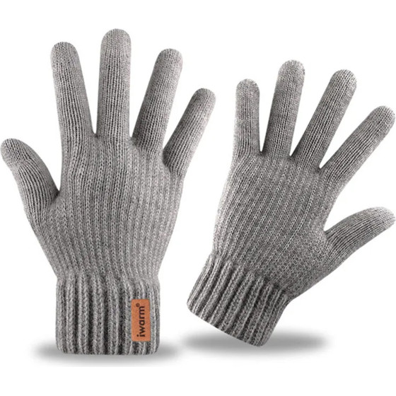 Iwarm - Gloves (ST0016) - From Alpaca Wool, Size 22cm - Grey - (ST0016;GREY)