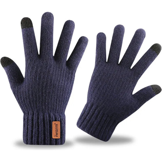 Iwarm - Gloves (ST0016) - From Alpaca Wool, Size 22cm - Navy Blue - (ST0016;Navy BLUE)