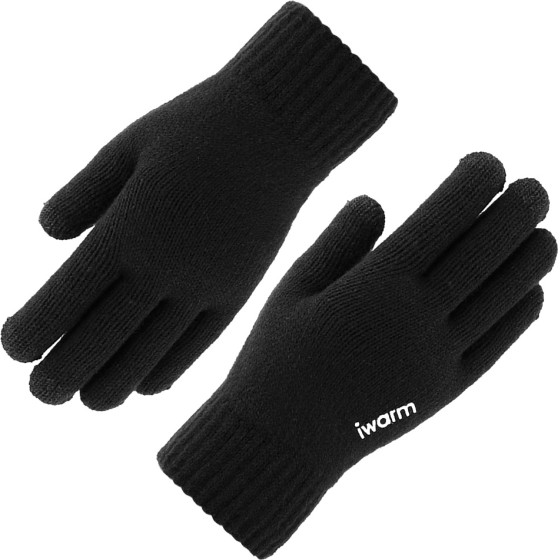 Iwarm - Touchscreen Gloves (ST0005) - Double Layer And Velvet/Acrylic, Size 21cm - Black - (ST0005/BLACK)